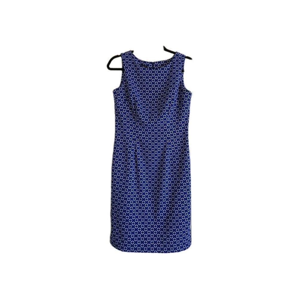 Mario Serrani Dress Blue White Size 2 Sleeveless Italy